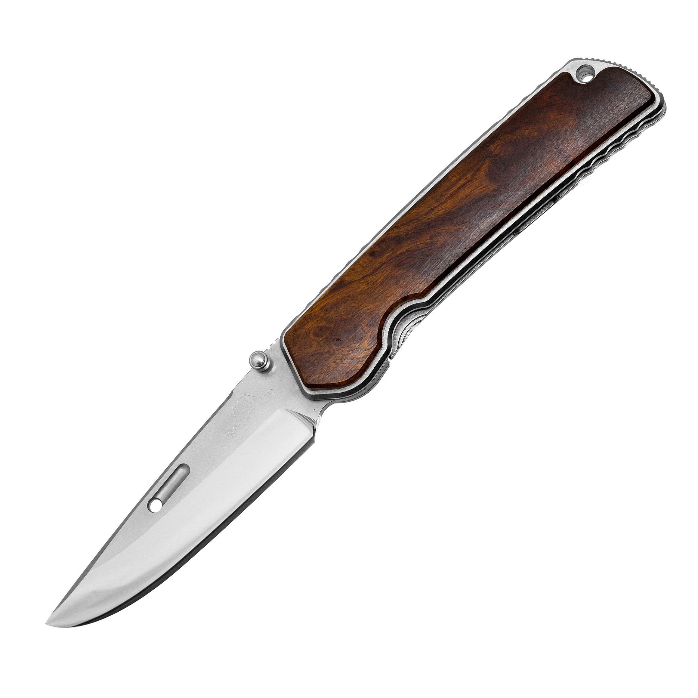 Rockstead Folding Knife HIGO-X-IW-ZDP ZDP189 Blade Titanium With Wood Handle
