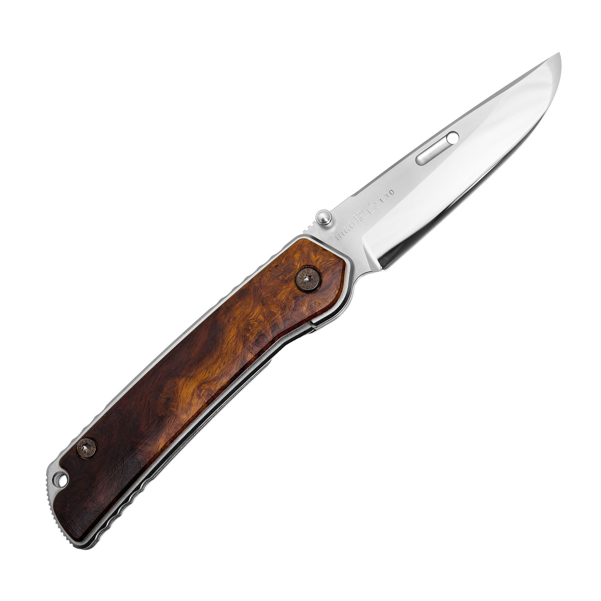 Rockstead Folding Knife HIGO-X-IW-ZDP ZDP189 Blade Titanium With Wood Handle