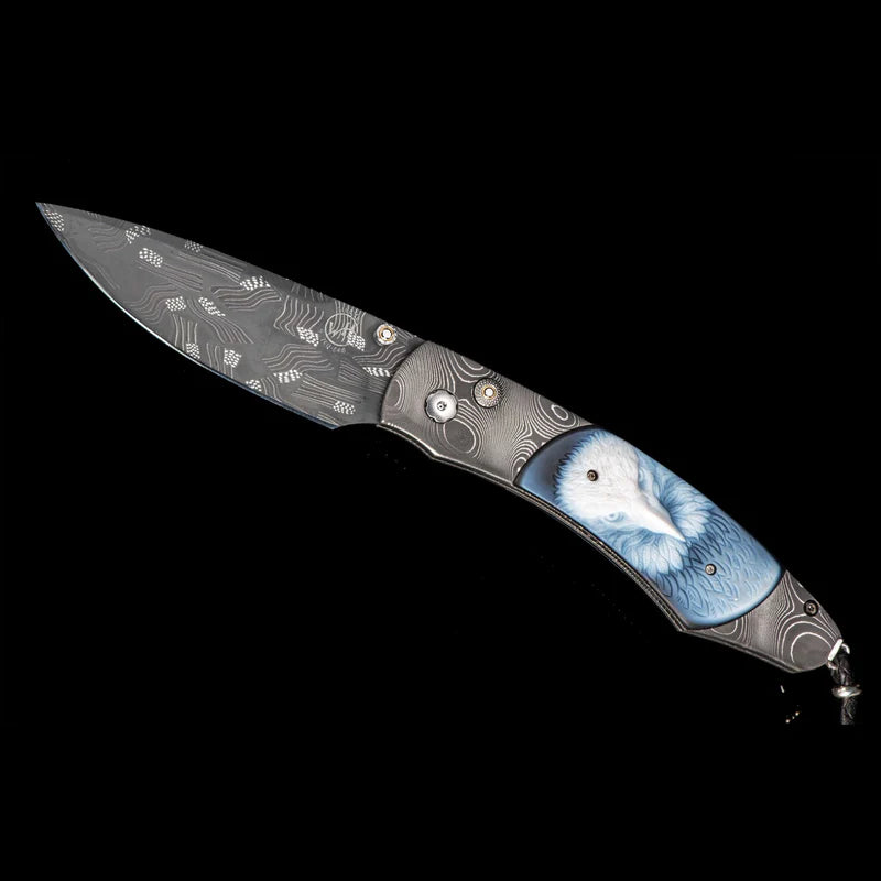 William Henry B12 DIGNITY Damascus Blade Damascus Handle Pocket Knife Button Lock Knives