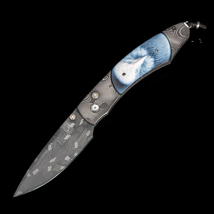 William Henry B12 DIGNITY Damascus Blade Damascus Handle Pocket Knife Button Lock Knives