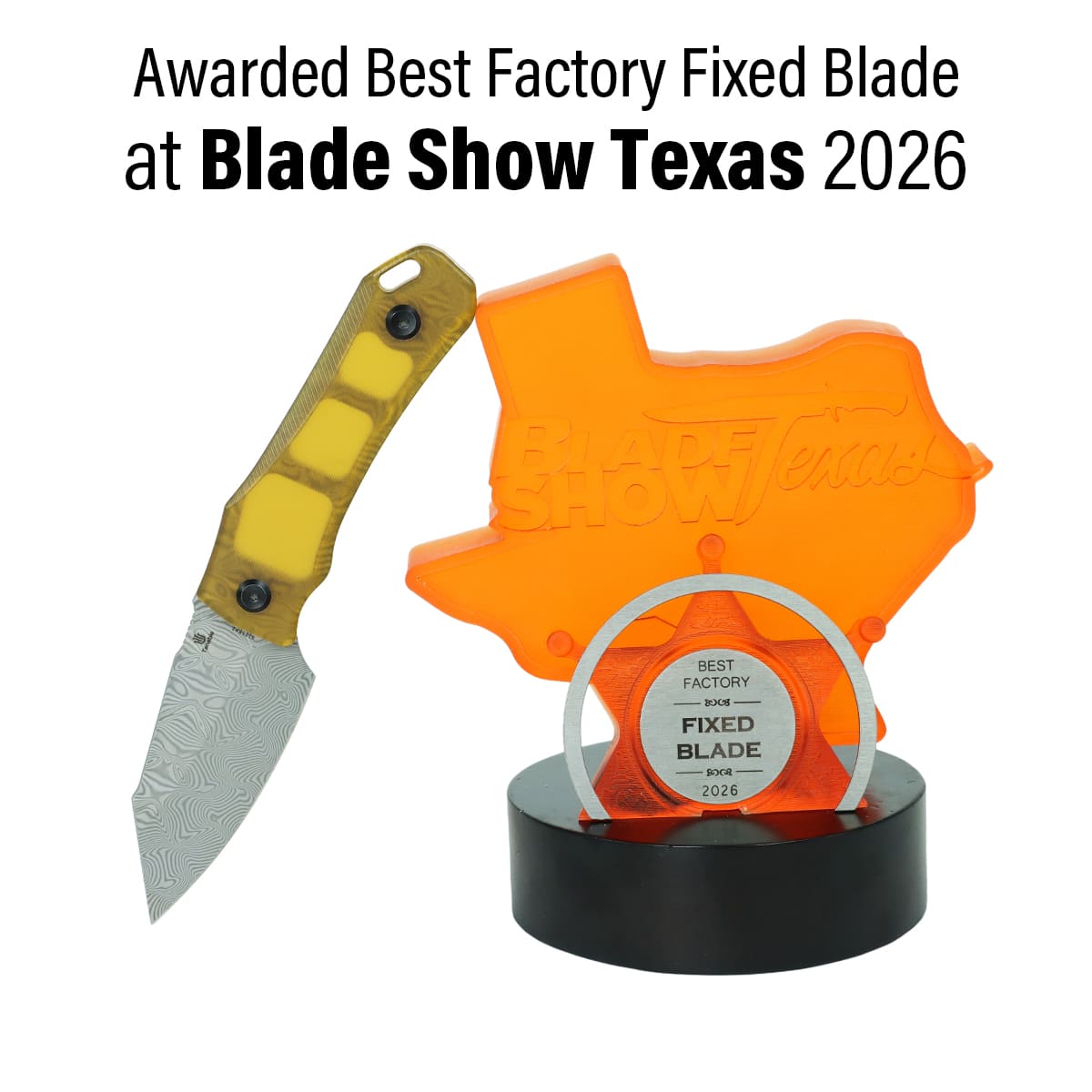 Tenable Loki G1058A2 Damascus Blade Amber PEI/Ultem Handle Fixed Blade Knife