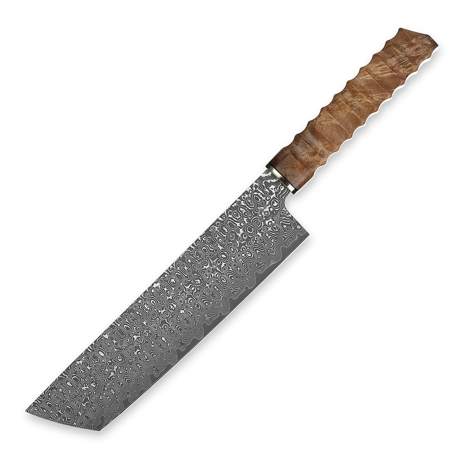 Xin Cutlery XinCraft XC128 Damascus Blade Burl Wood Handle Nakiri Knife