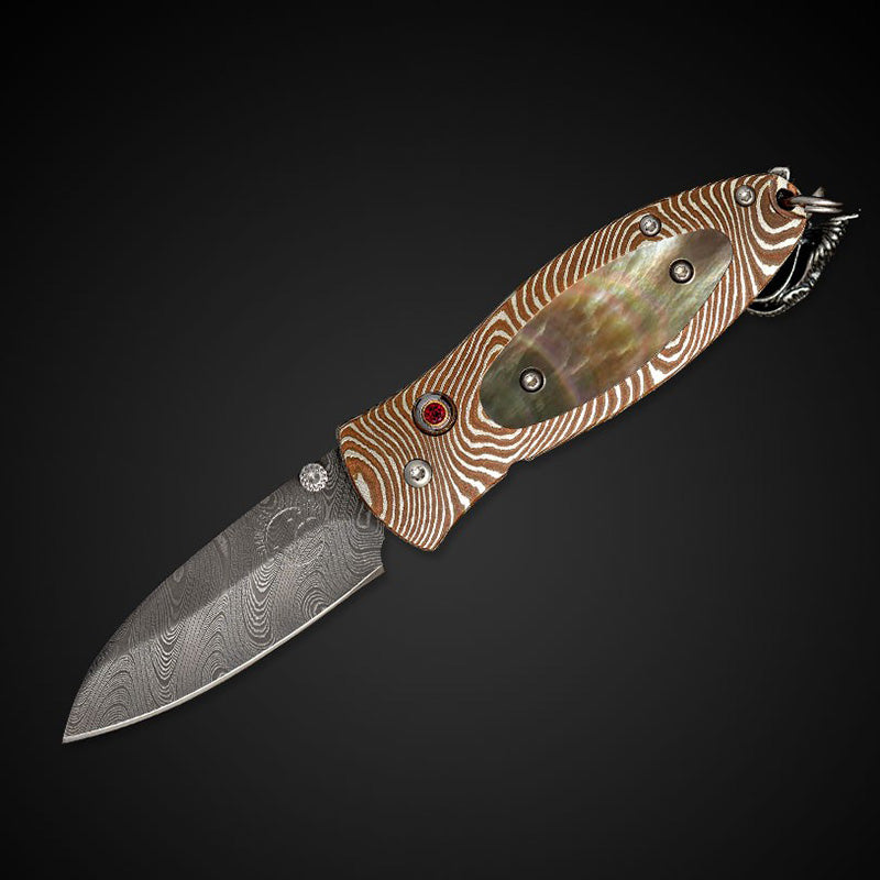William Henry B02 DAYBREAK Pendant Knife Chad Nichols Damascus Mokume Handle