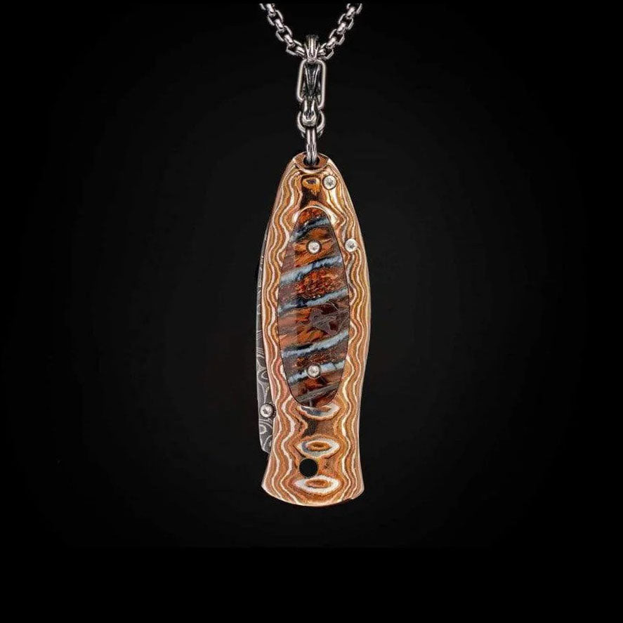 William Henry B02 Legacy Pendant Knife Chad Nichols Damascus mokume Handle