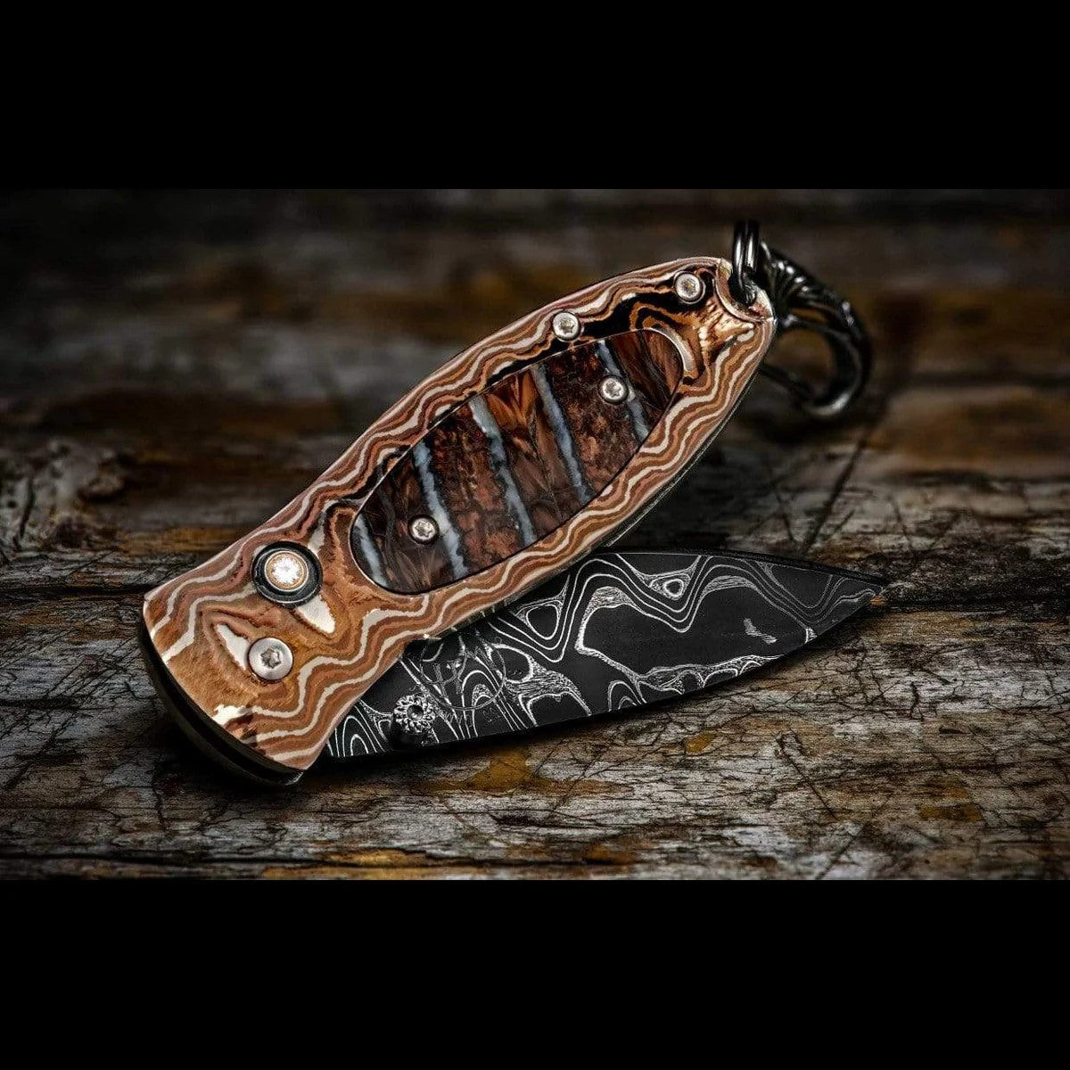William Henry B02 Legacy Pendant Knife Chad Nichols Damascus mokume Handle