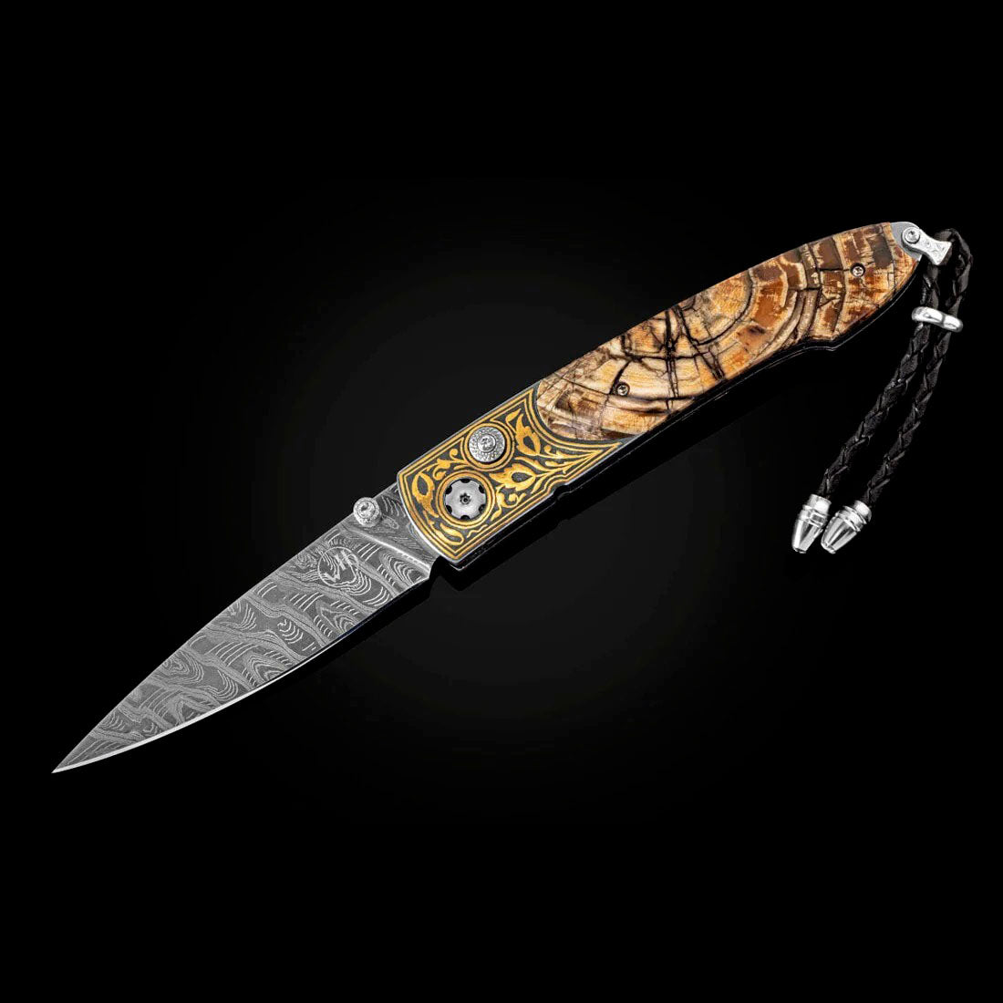 William Henry B10 Age Old 24K Gold Koftgari Pocket Knife Button Lock Knives