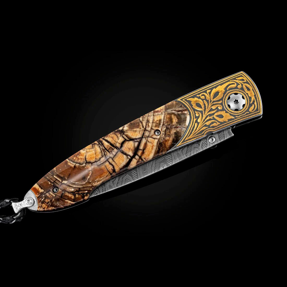 William Henry B10 Age Old 24K Gold Koftgari Pocket Knife Button Lock Knives