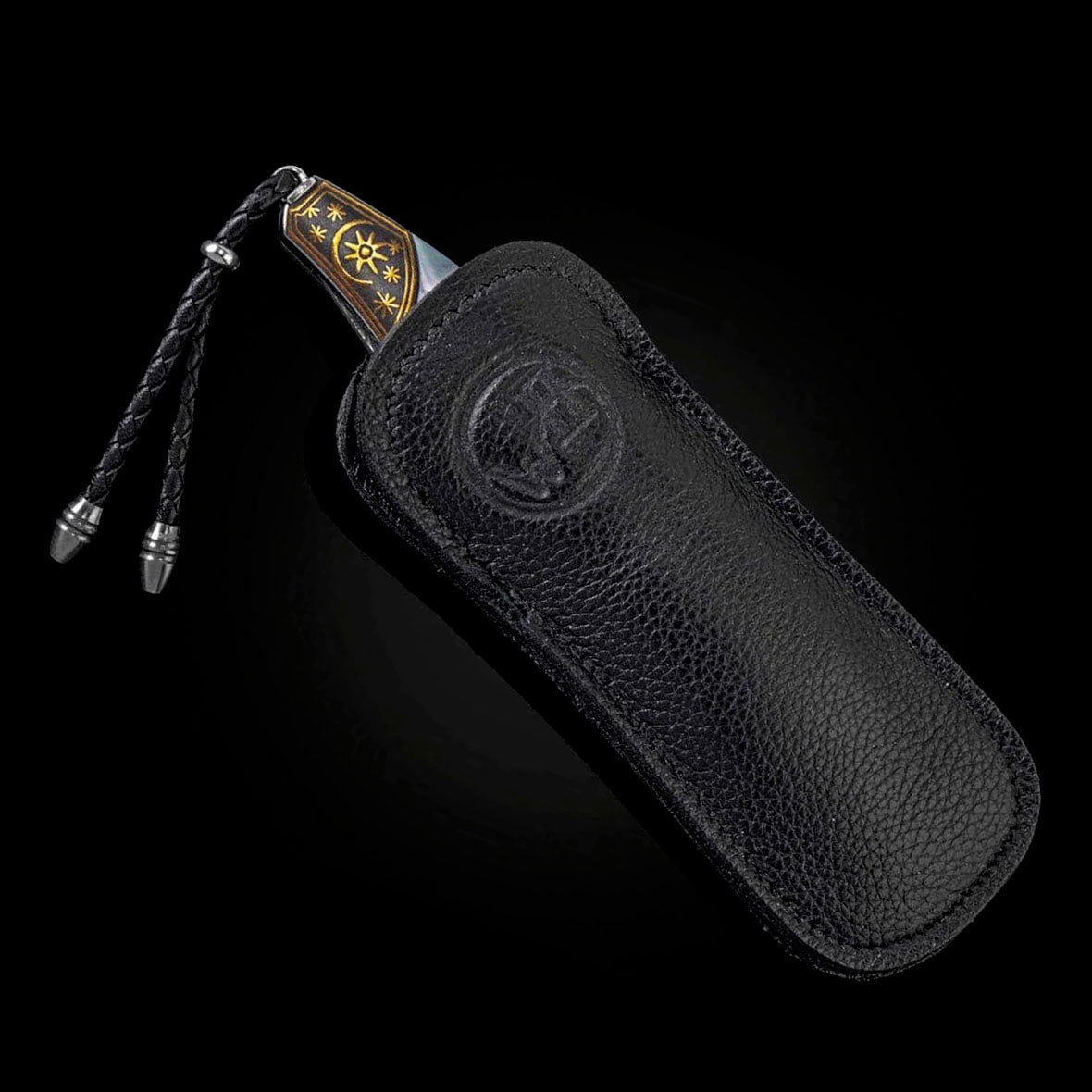 William Henry B10 DARK SKY Damascus Blade 24K Gold Koftgari and White Mother of Pearl Pocket Knife