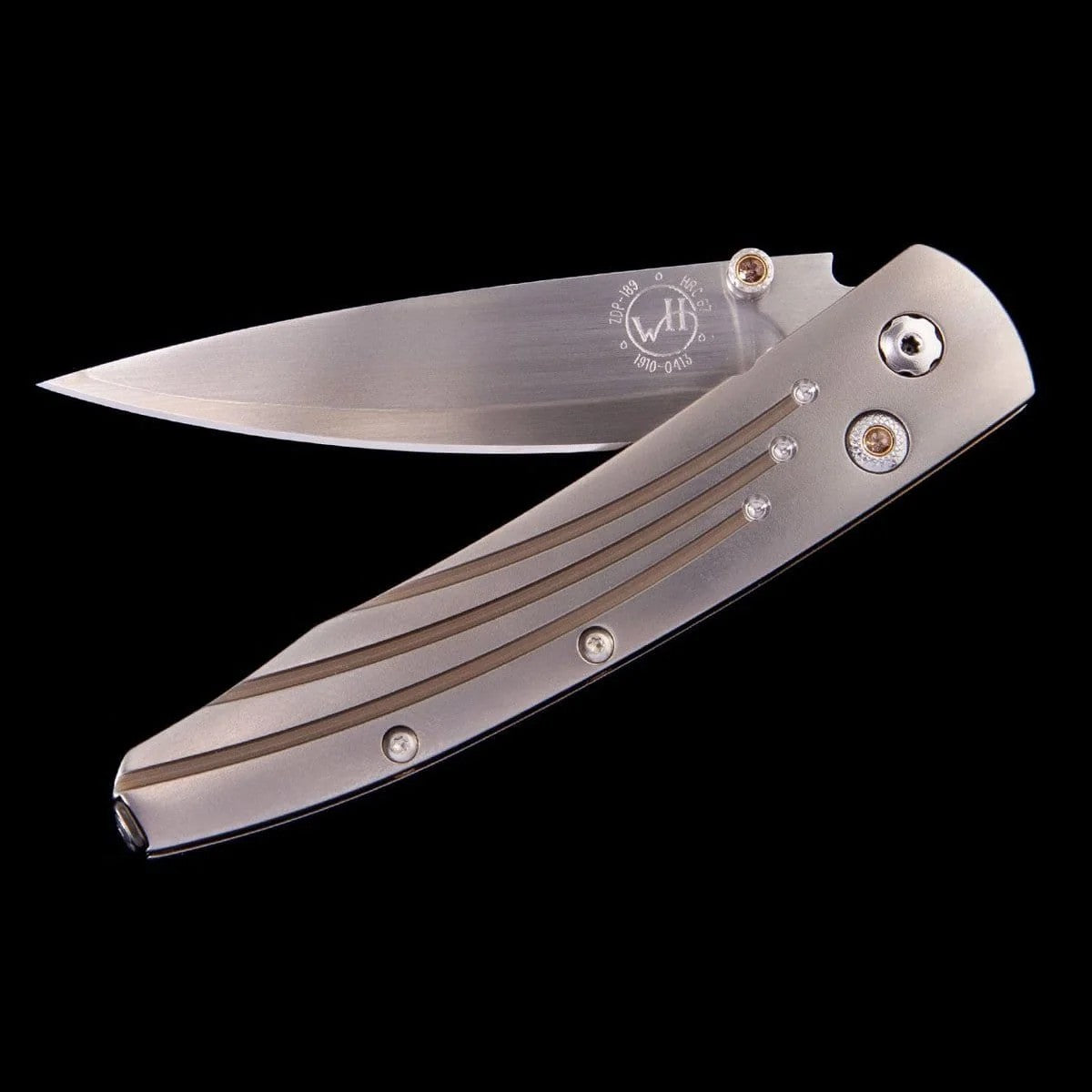 William Henry B10 SMOKE ZDP-189 Blade Titanium Handle Button Lock Pocket Knife