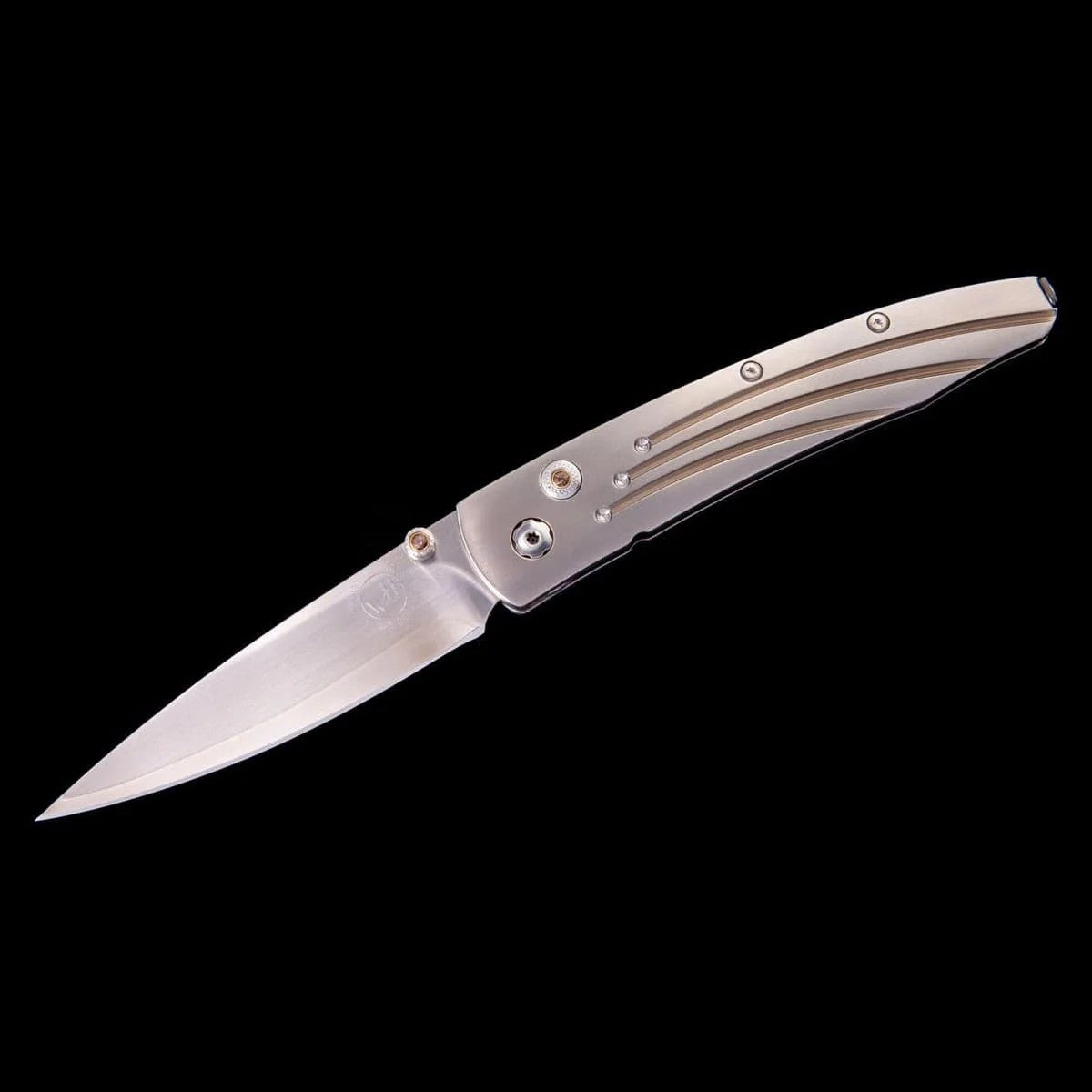 William Henry B10 SMOKE ZDP-189 Blade Titanium Handle Button Lock Pocket Knife