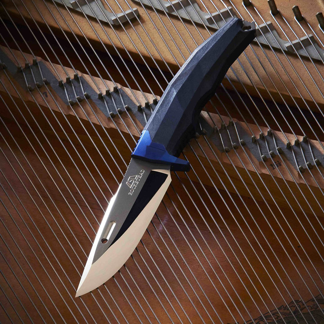 Rockstead Fixed Knives RITSU-ZDP (BL) ZDP189 Clad by VG-10 Blade Wood Micarta Handle