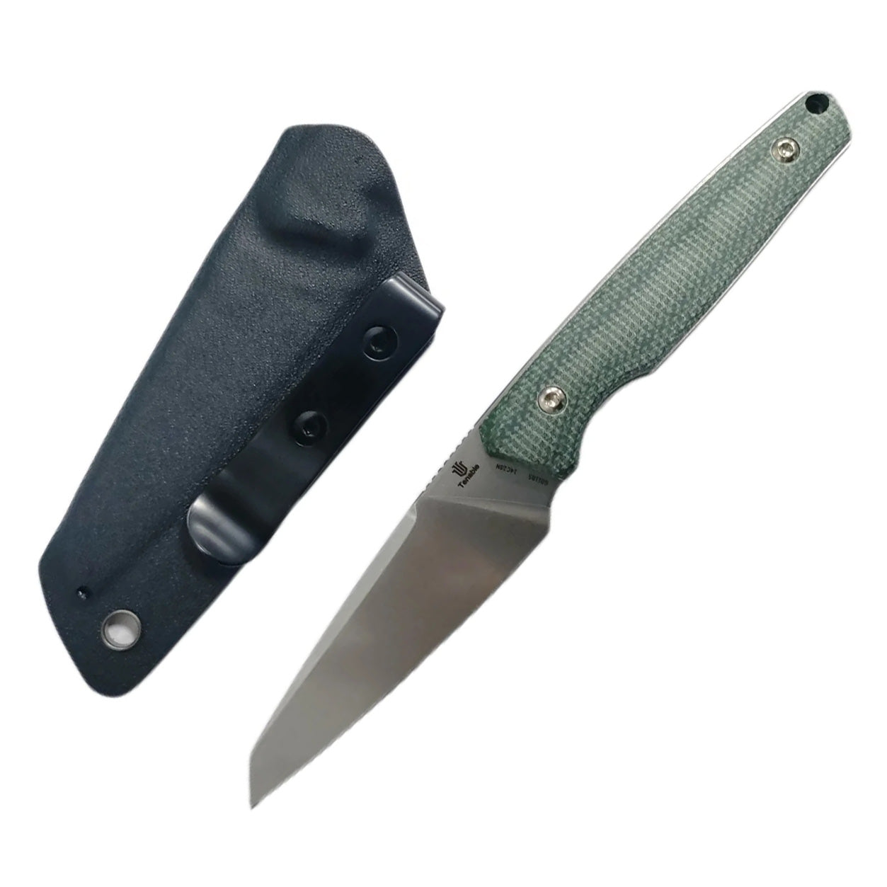 Tenable Parr G011B5 Stonewashed 14C28N Blade Green Micarta Handle Fixed Blade Knife