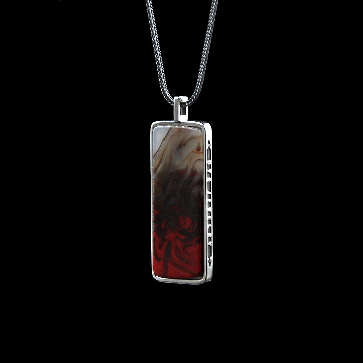 DYQ Jewelry Nothing To Worry Necklace Pendant 925 Silver Inlay Bloodstone