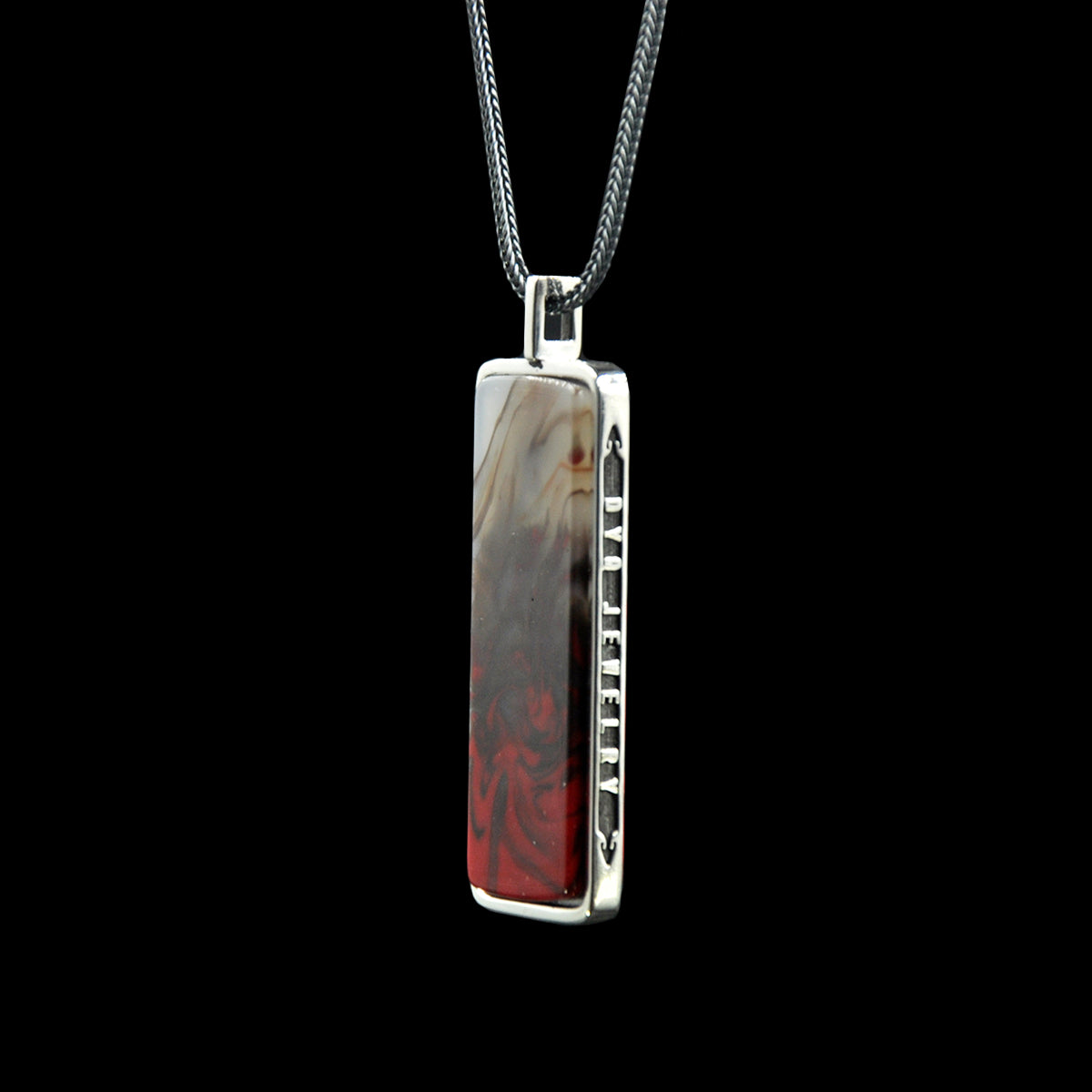 DYQ Jewelry Nothing To Worry Necklace Pendant 925 Silver Inlay Bloodstone
