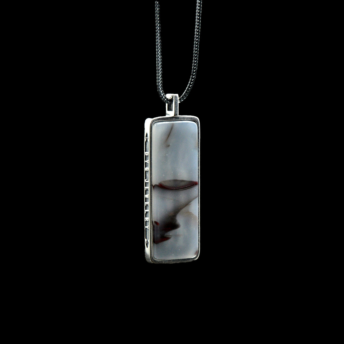DYQ Jewelry Nothing To Worry Pendant 925 Silver Inlay White Bloodstone
