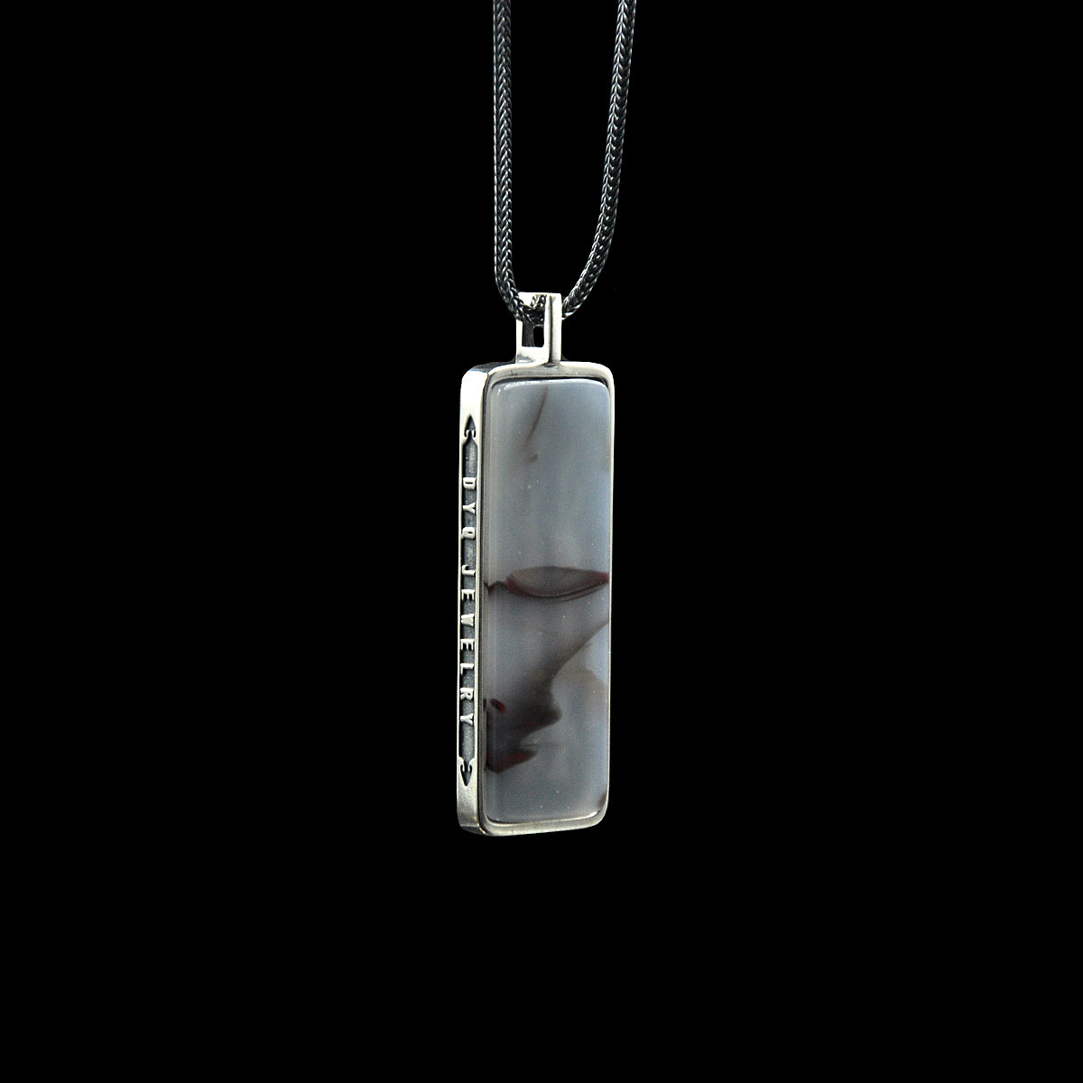 DYQ Jewelry Nothing To Worry Pendant 925 Silver Inlay White Bloodstone
