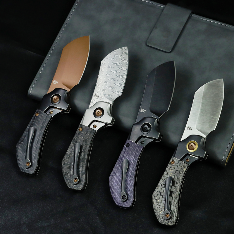 Kansept Pluto K3129A1 Satinwash CPM-S90V Blade Titanium & Snake Skin Gold FatCarbon Handle Bolster Lock Folding Knife