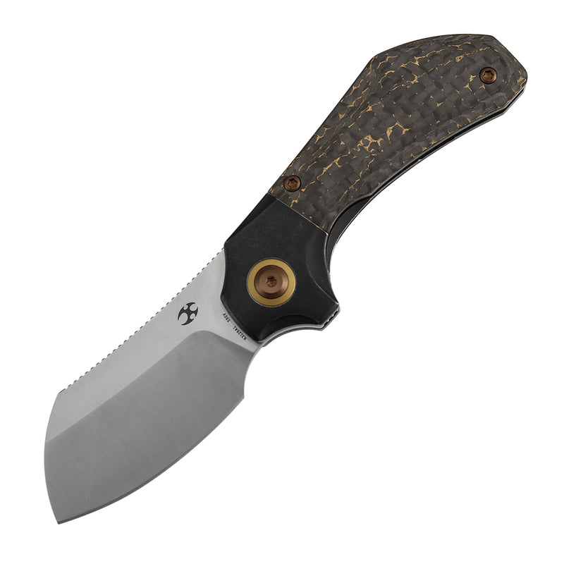 Kansept Pluto K3129A1 Satinwash CPM-S90V Blade Titanium & Snake Skin Gold FatCarbon Handle Bolster Lock Folding Knife
