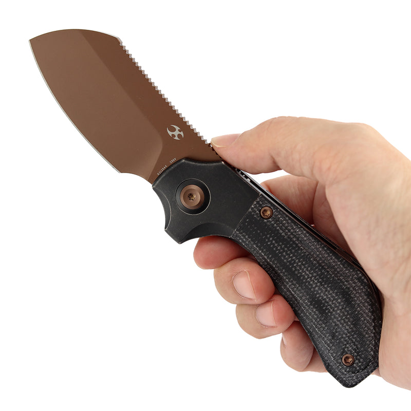 Kansept Pluto K3129A4 Rose Gold CPM-S90V Blade Titanium & Micarta Handle Bolster Lock Folding Knife