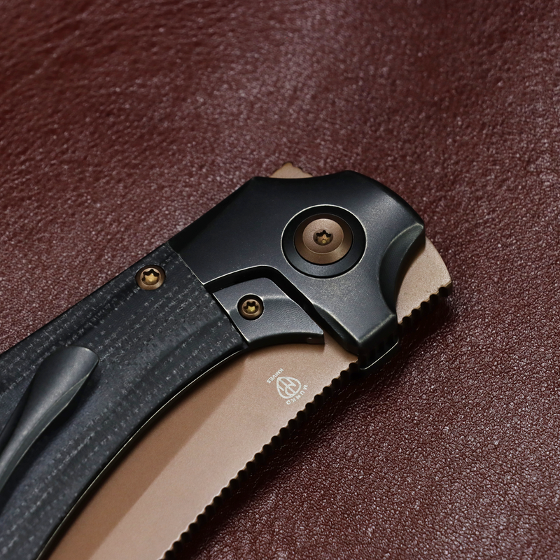 Kansept Pluto K3129A4 Rose Gold CPM-S90V Blade Titanium & Micarta Handle Bolster Lock Folding Knife