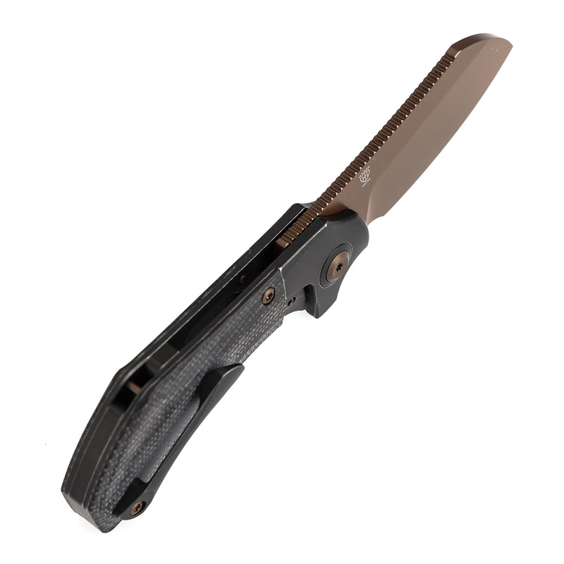 Kansept Pluto K3129A4 Rose Gold CPM-S90V Blade Titanium & Micarta Handle Bolster Lock Folding Knife