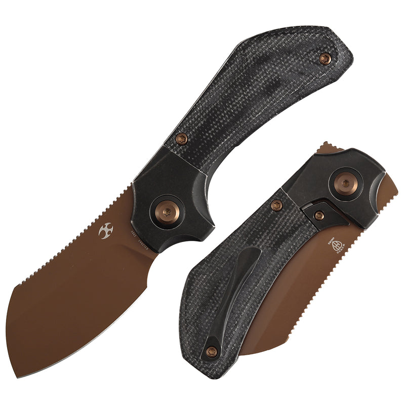 Kansept Pluto K3129A4 Rose Gold CPM-S90V Blade Titanium & Micarta Handle Bolster Lock Folding Knife