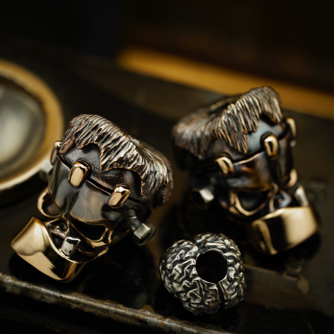 Cpprhd Bead Frankenstein Silver Brass Metal Handmake Custom lanyards Beads Edc Pendant