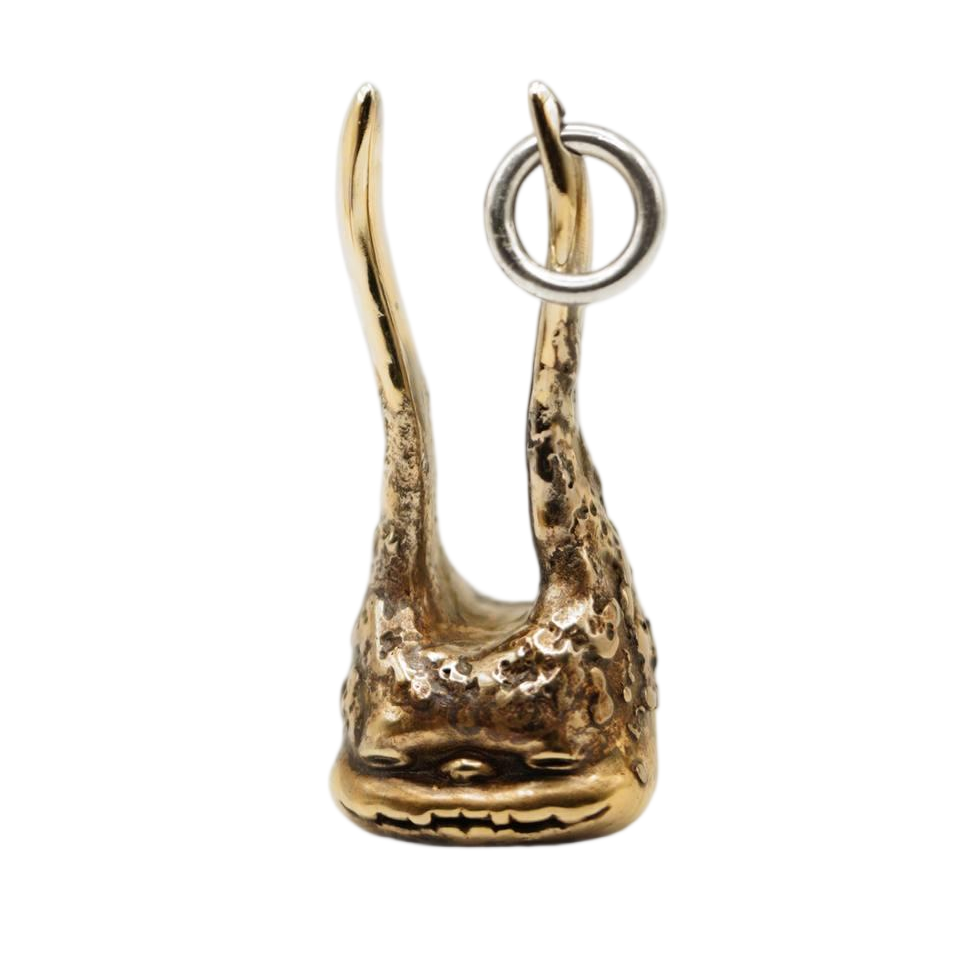 BeanArtMetal Rabbit Keychain – Solid Bronze/Copper with Sterling Silver Ring