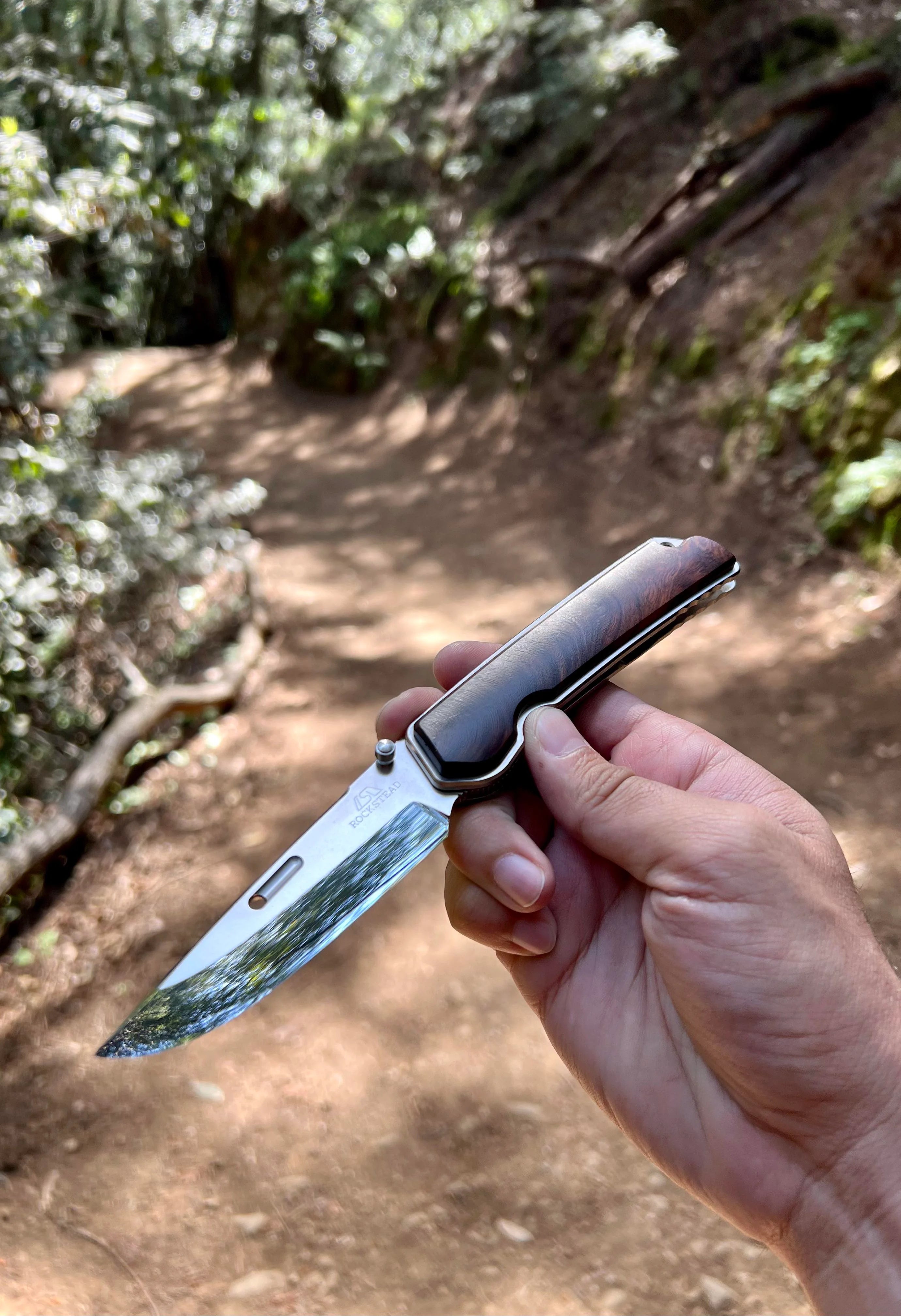 Rockstead 折叠刀 HIGO-X-IW-ZDP ZDP189 钛合金刀片，带木柄