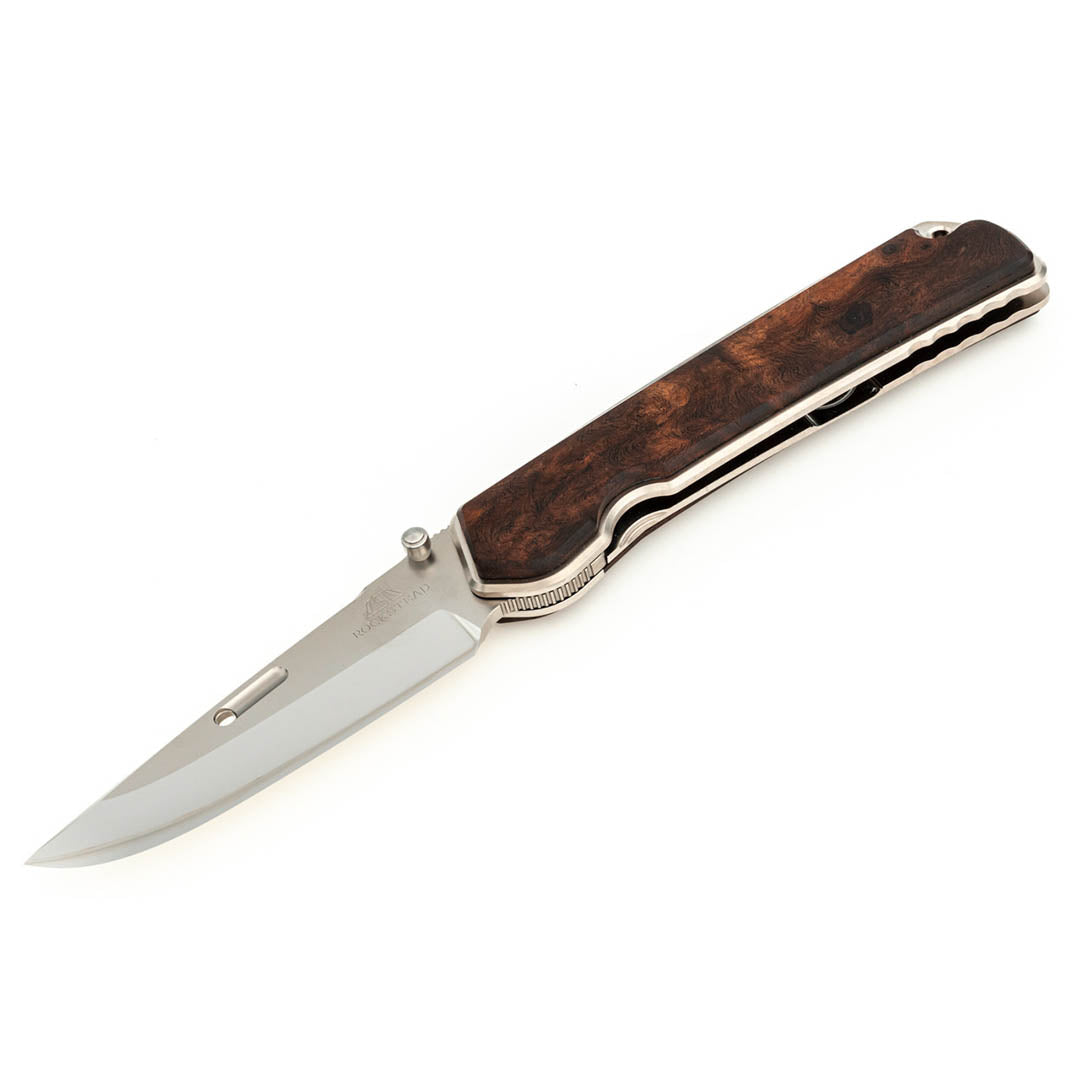 Rockstead Folding Knife HIGO-X-IW-ZDP ZDP189 Blade Titanium With Wood Handle