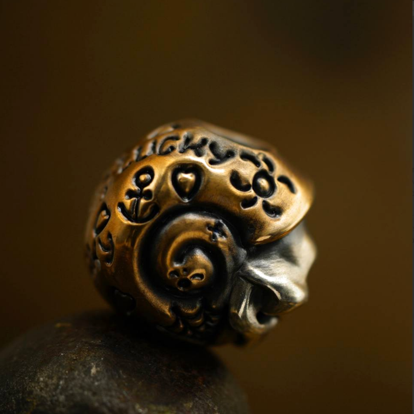Phase Objects Snail Bead Brass Silver Custom Knife lanyard bead Handmake
