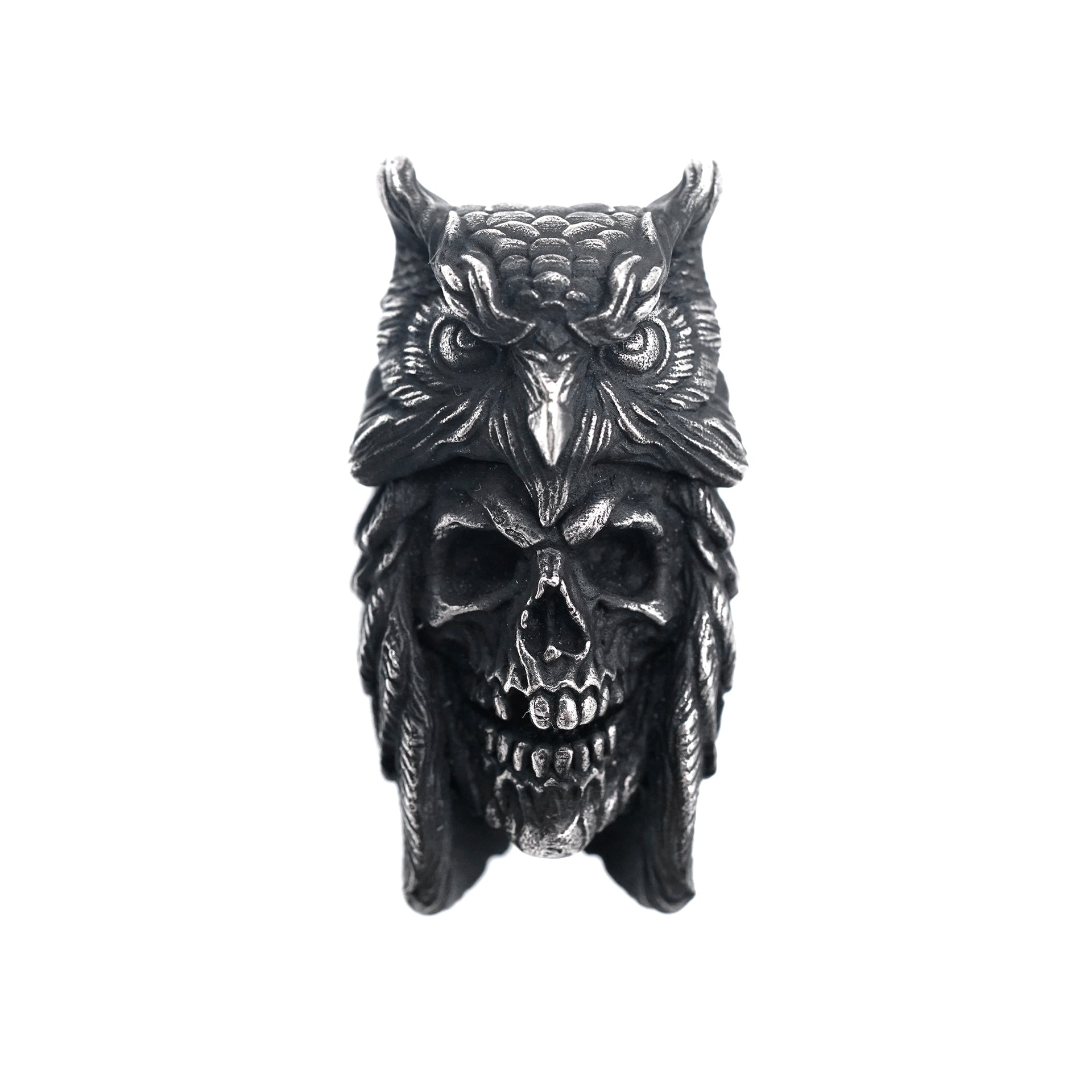 Raven Studio Indian Owl Skull Silver knife Lanyard beads Handmake bead Knives Pendant