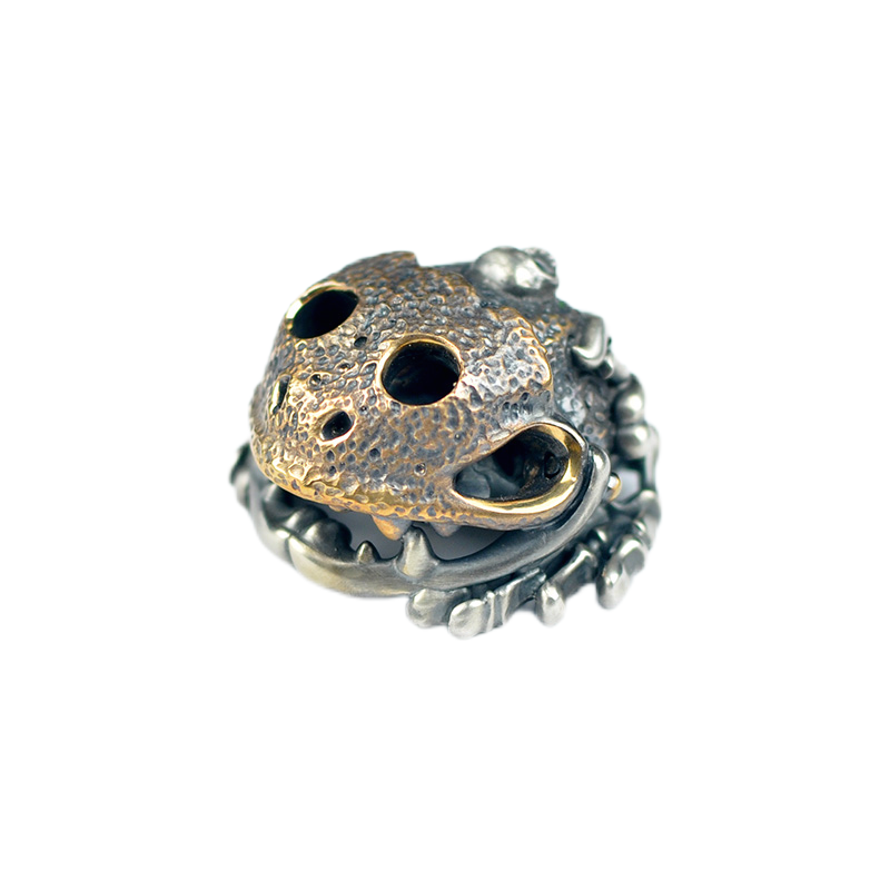 Phaseobjects Toad Don't Worry Stone Skull Textured silver Handmake Custom